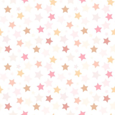 Değişik tonlarda yıldızlarla sürekli şirin desenler. Vecto.