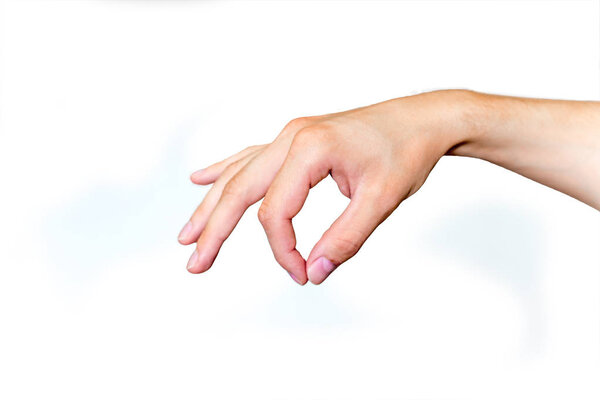 Male hand gesture and sign collection isolated over white background