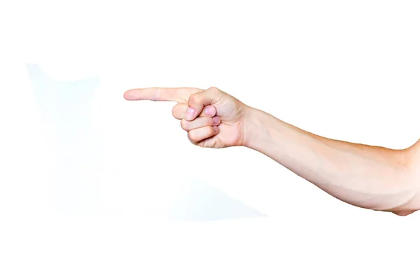 Mano maschile gesto e segno raccolta isolato su sfondo bianco — Foto Stock