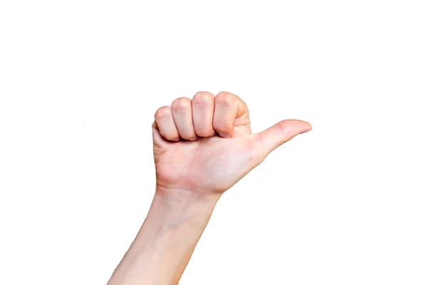 Geste de la main masculine et collection de signes isolés sur fond blanc — Photo