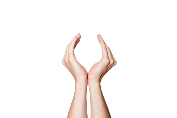 Manlig hand gest och tecken samling isolerade över vit bakgrund — Stockfoto