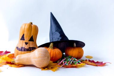 Cadılar Bayramı - jack o fener gözler önüne dekoratif Turuncu kabak