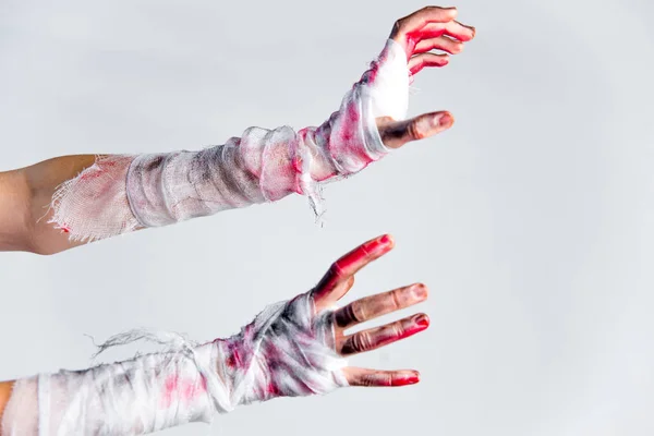 Halloween theme: an image of zombie hands with black nails — Stock Photo, Image