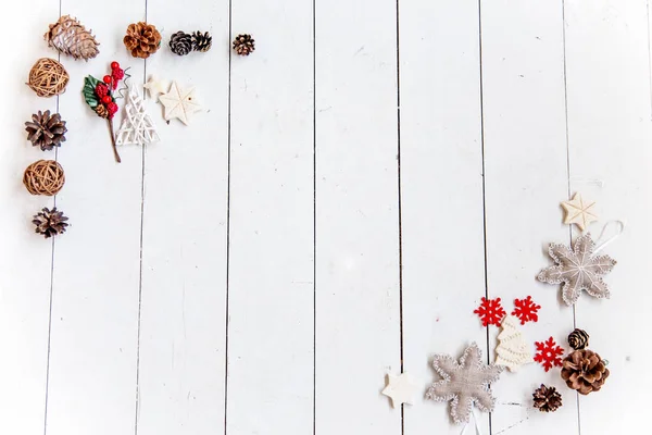 Set of christmas things on a wooden background — Stock Photo, Image