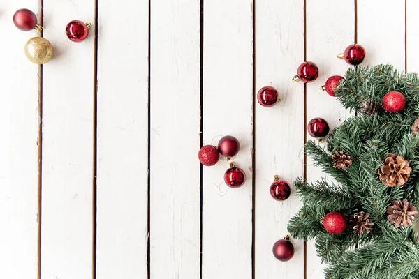 Christmas presents and boxes on wooden background — Stock Photo, Image