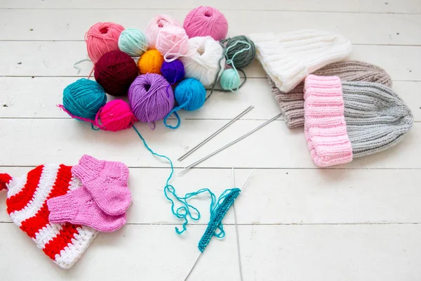 Colorful balls of knitting yarn. Color yarn for knitting
