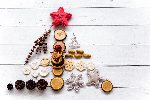 Set of christmas things on a wooden background — Stock Photo, Image