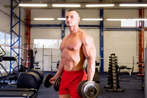 Culturista masculino haciendo ejercicios en un gimnasio —  Fotos de Stock