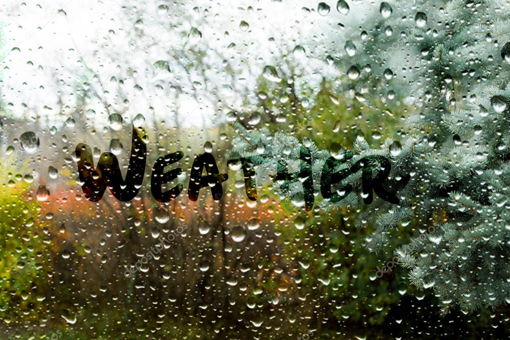 sweaty glass with different words and signs