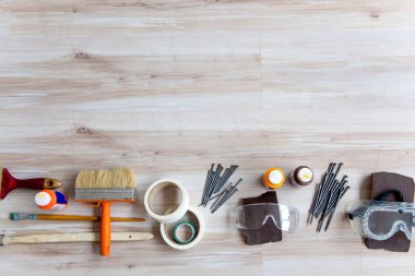 bir grup inşaat araçları veya aletleri