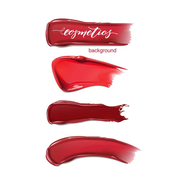 Een Set Van Vlekken Van Rode Bourgogne Lipstick Beauty Cosmetica — Stockvector