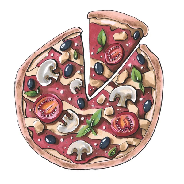 토마토 Olives Basil Illustration — 스톡 사진