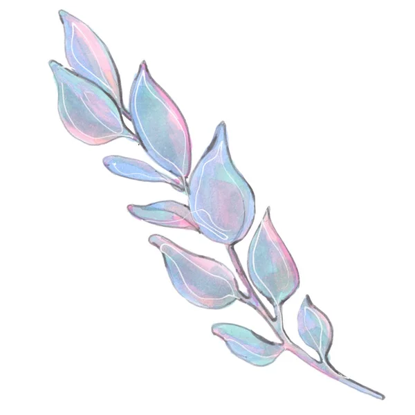 Bladeren Tropische Plant Blauw Roze Illustratie — Stockfoto