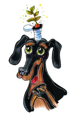 Hayvan köpek yavrusu dachshund siyah illüstrasyon