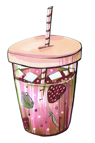 food drinks summer lemonade with fruits and berries illustration markers