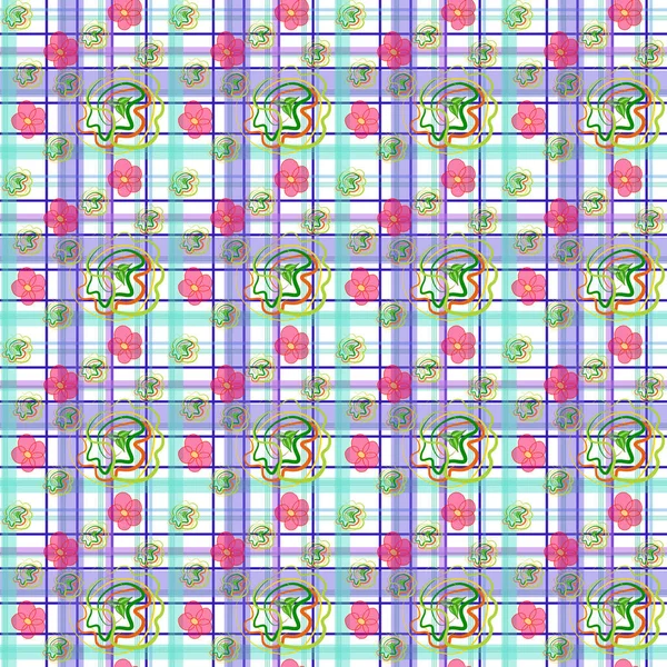 Set of seamless multicolored patterns in a cage for fabric, backgrounds, Wallpaper, household items — Stock Image Set Seamless Multicolored Patterns Cage Fabric Backgrounds Wallpaper Household Items Stock Image