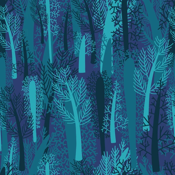Diseño Sin Costuras Vectoriales Bosque Esmeralda Sombrío Abstracto Ilustración Decorativa — Vector de stock