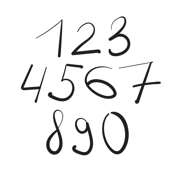 Diseño vectorial dibujado a mano conjunto de números aislados sobre fondo blanco . — Archivo Imágenes Vectoriales