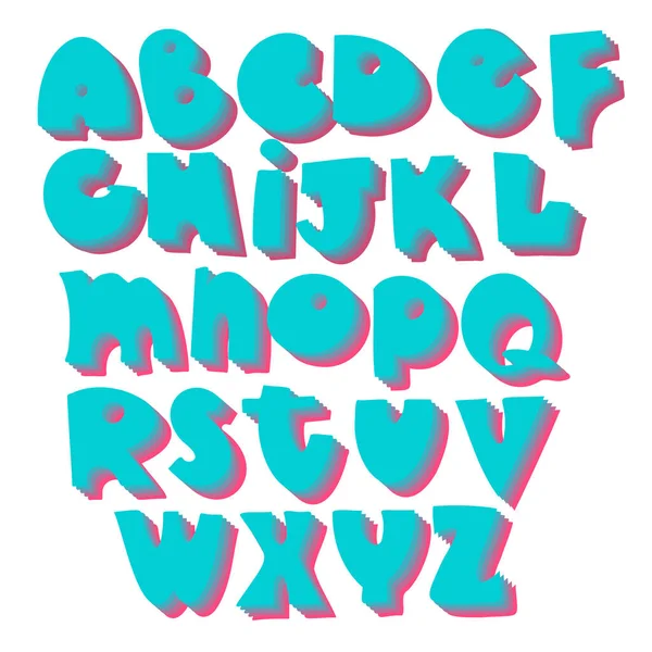 Vektor isolierte Reihe von Cartoon-Buchstaben des englischen Alphabets mit Gradienten-Dekor — Stockvektor