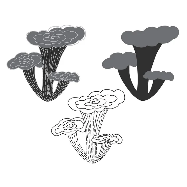 Isolierte Vektor-Design-Set von gefüllten Pilzen auf weißem Hintergrund. — Stockvektor