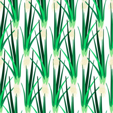 Çevre dostu yeşil soğan yapraklarıyla renksiz vektör deseni