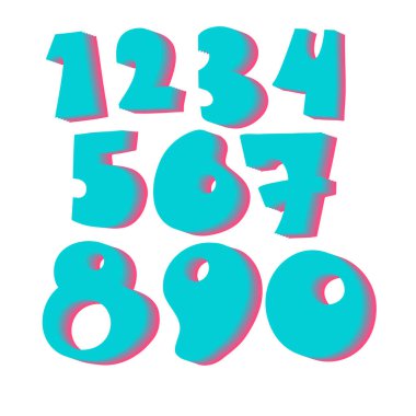 Mavi pembe gradyan ile izole edilmiş el çizimi vektör çizimi karikatür kümesi