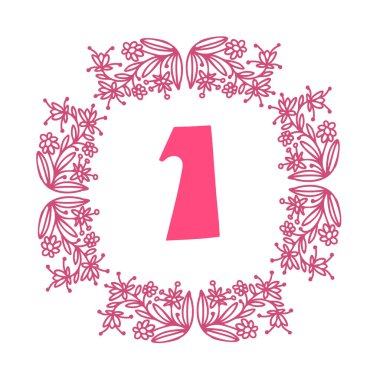 Beyaz üzerinde çiçek süsü çerçevesi olan kusursuz vektör tasarımı 1 numaralı kart