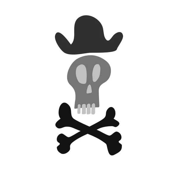 白头、白骨上黑灰海盗标志的分离矢量设计 — 图库矢量图片