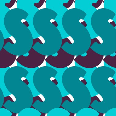 İngiliz alfabesinin büyük harfi S 'nin mavi tonlu vektörsüz deseni