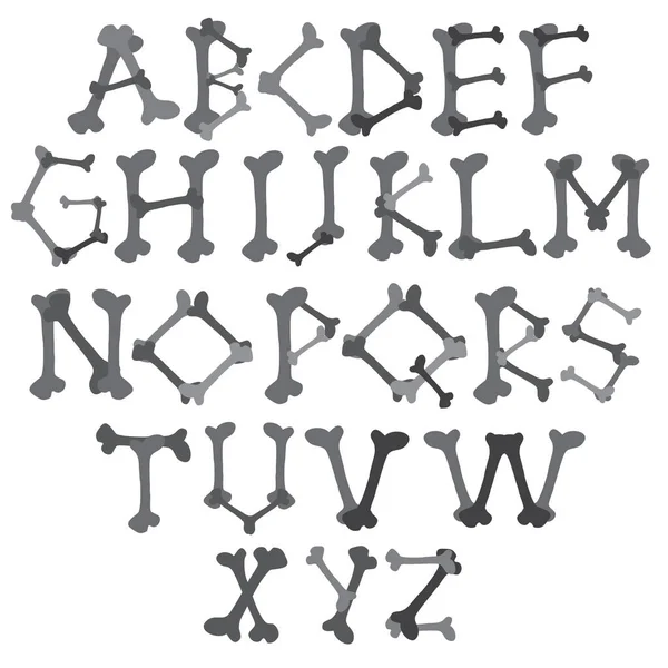 Ensemble vectoriel isolé de lettres de dessin animé en os alphabet anglais — Image vectorielle