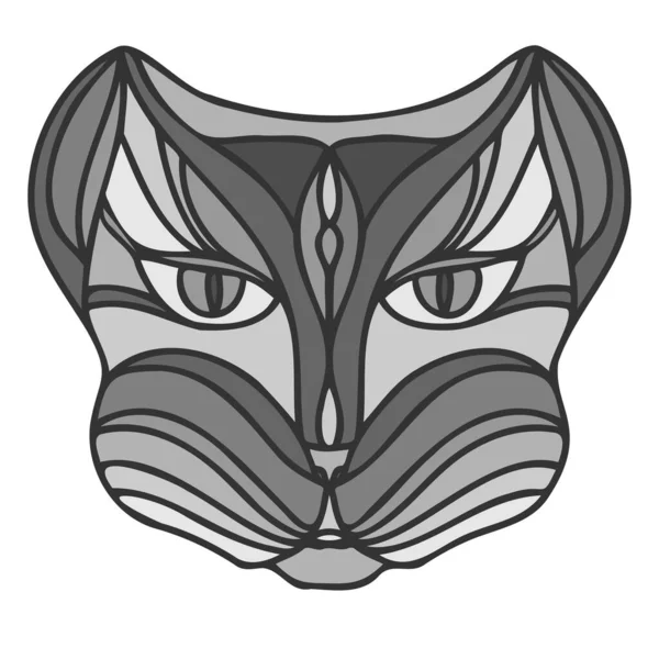 Isolated black and white vector illustration design of a grey lined abstract cat — Stock Vector