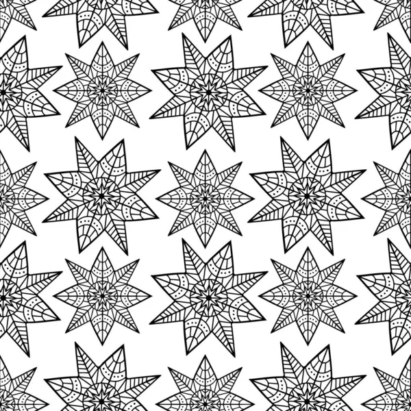 Kusursuz vektör soyut desen çizgili siluet süslemeli yıldız kar taneleri