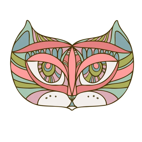 Isolerad färgglad dekorativ vektor illustration design av fodrad abstrakt katt — Stock vektor