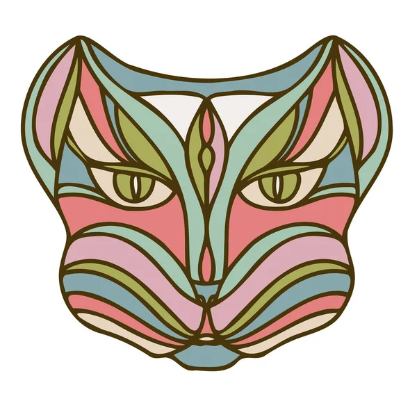 Diseño de ilustración vectorial decorativo colorido aislado de gato abstracto forrado — Vector de stock