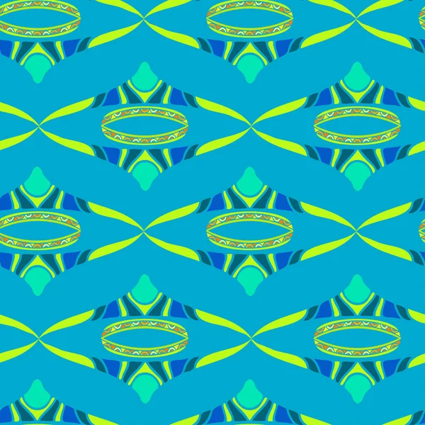 Naadloos patroon met abstracte geometrische driehoekige kling als vormen op blauw — Stockvector