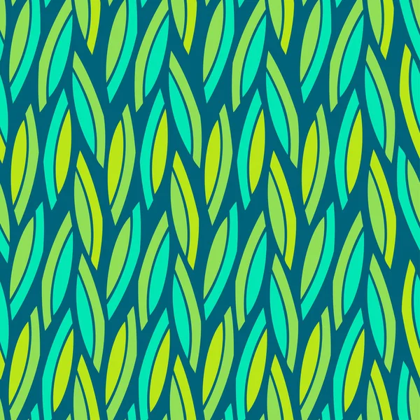 Pola mulus dengan abstrak geometris bentuk oval daun segitiga pada biru - Stok Vektor