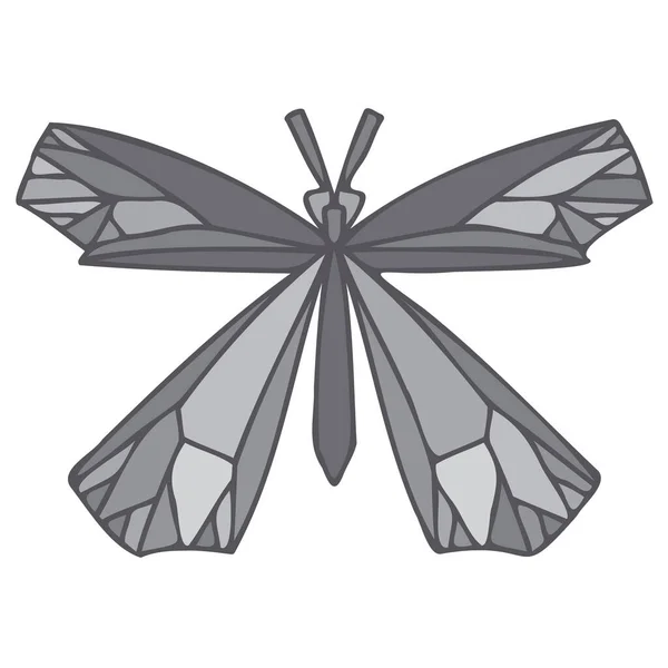 Abstrakte isolierte Vektor grau gefärbt liniert Illustration Design des Schmetterlings — Stockvektor