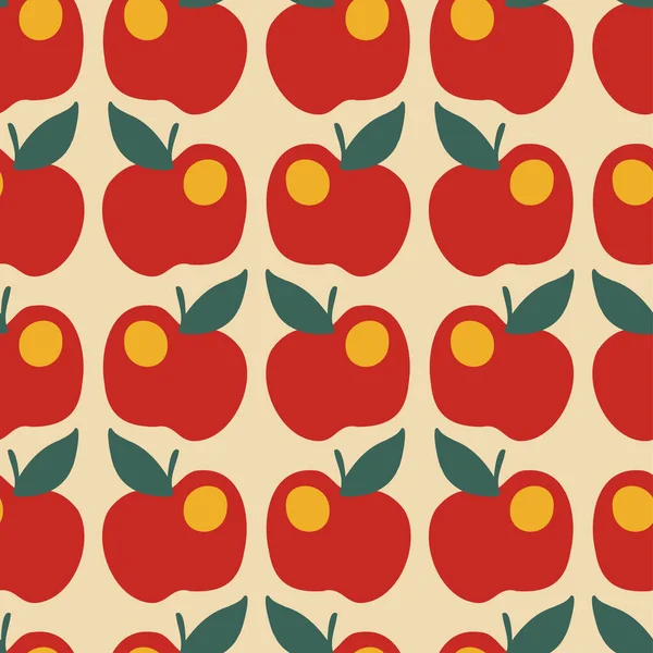 Motif vectoriel moderne sans couture silhouettes abstraites de pommes rouges colorées — Image vectorielle