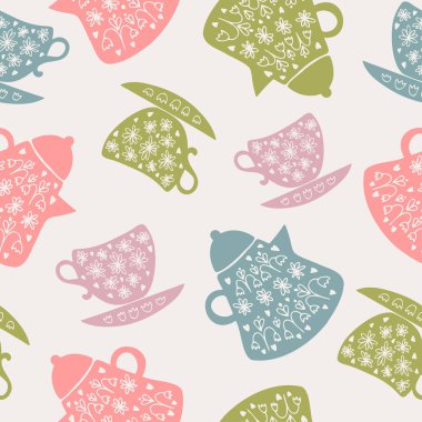 Süslü mutfak malzemeleri siluetlerinin kusursuz vektör deseni