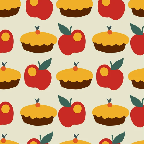 Motif vectoriel moderne sans couture silhouettes abstraites de pommes rouges colorées — Image vectorielle