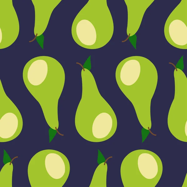 Motif vectoriel moderne sans couture avec silhouettes abstraites de fruits poires vertes — Image vectorielle