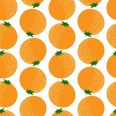 Beyaz üzerine parlak portakalların modern kusursuz vektör desenleri soyut siluetleri