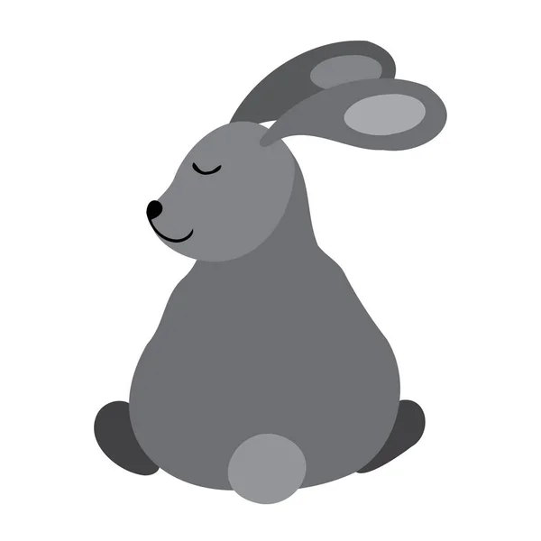 Isolado vetor ilustração de um bonito coelho cartoon cinza no fundo branco — Vetor de Stock