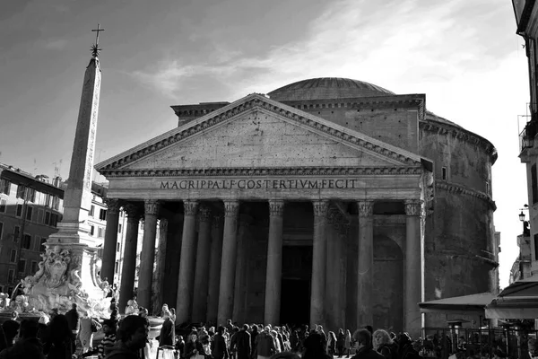 Fondo Blanco Negro Del Panteón Roma — Foto de Stock