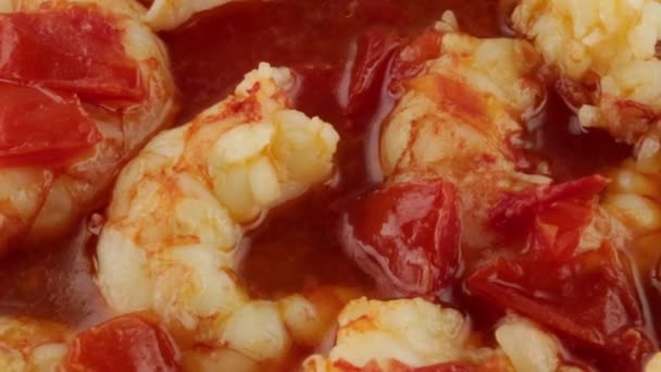 Argentinian King Prawns Cherry Tomatoes — Stock Video