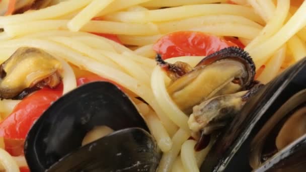 Spaghetti Con Cozze Bio — Video Stock