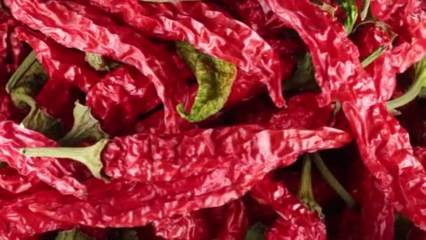 Calabrische Gedroogde Rode Pepertjes Voor Het Koken — Stockvideo