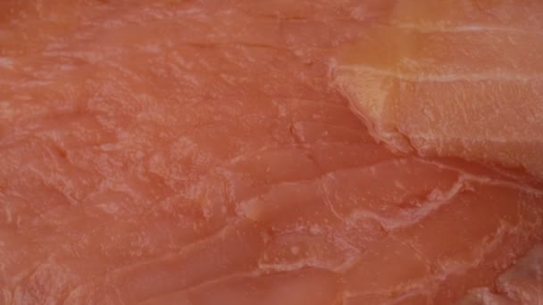 Salmon Cut Thin Slices — Stock Video