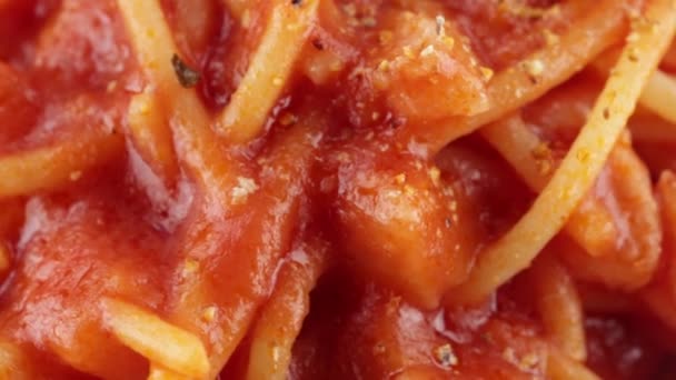 Μακαρόνια Όλα Amatriciana Βιο — Αρχείο Βίντεο