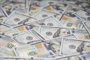  Yüz dolarlık banknotlar. İş için. Makro